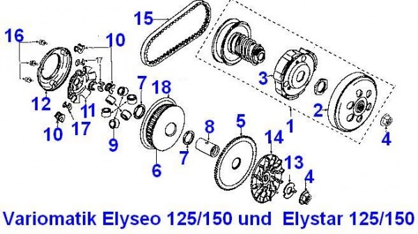 Nr. 2 Kupplungsglocke PEUGEOT Vario Elyseo / Elystar 125 / 150